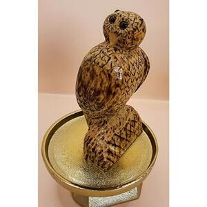 Owl Figurine Handcrafted Made With Lightweight Basswood, , Signed By Artist 84'